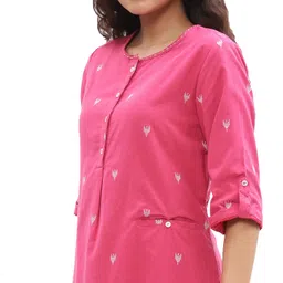 biba Women'S Cotton Kurta and Pant with Dupatta Set image 5