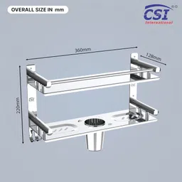 CSI INTERNATIONAL Stainless Steel Multi-use Rack/Bathroom Shelf/Kitchen Shelf/Bathroom Rod/Bathroom Accessories Stainless Steel Wall Shelf image 2