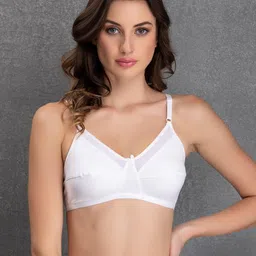 clovia Women's Cotton Solid Non-Padded Full Cup Wire Free Everyday Bra in White image 2
