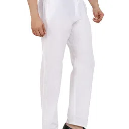 latest chikan garments White Cotton Pyjamas with Elastic and Zip image 3