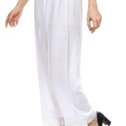 Women's White Designer Palazzo with Stylish Lace Work | Comfortable Fit | Ethnic Bottom Wear by Monis image 3