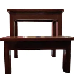 generic Rustic Solid Wood Step Stool, 2-Tier Design, 45 cm x 45 cm x 43 cm image 2