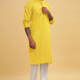 be active Men's Cotton Regular Kurta Size XL (C-399-2_Yellow) image 3