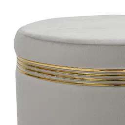 nacia Ottoman Pouffe Stool for Living Room Sitting, Grey (16x16x17 inch, Pack of 2) - Round Footstool/Foot Rest with 4 Wooden & Golden Metal Legs for Dressing Table, Home Decor, Balcony, Bedroom image 5