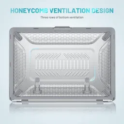 ProElite Transparent Case for MacBook Air 13 inch M3/M2 2025/2024 M1 2021 2020 Release A2337 A2179 A1932 Model Touch ID,Heavy Duty Honeycomb Hard Shell with Slim TPU Bumper and Fold Kickstand, Grey image 5