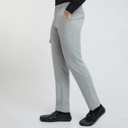 raymond Men's Slim Fit Structure Pattern Poly Viscose Blend Flat Front Formal Trouser image 3