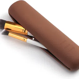 INOVERA (LABEL) Silicone Makeup Brush Holder - Cosmetic Face Brushes Pouch - Magnetic Anti-Fall Out Makeup Organizer for Travel Dark Brown 6 cm Width image 1