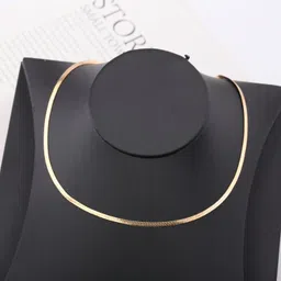 rvm jewels Snake Chain 18 Inch Gold Silver Plated Flat Necklace for Men and Women image 5