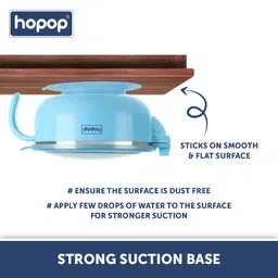 Hopop Baby Feeding Bowl | Stay Warm Stainless Steel Feeding Bowl with Suction Base & Snap on Lid | BPA Free Bowl for Baby Food | Food Remains Warm | Easy Grip Handle | Blue image 3