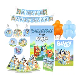 PRETTY UR PARTY Bluey Party decorations Kit - 80 pcs include Bunting, balloons, thank you, centerpiece, danglers, Caps, Bluey and Bingo Party Supplies, Birthday Decor, DIY Décor for Kids, Girls image 2
