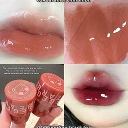 Gege Bear Seal Lip Jelly Lipstick for Women – Moisturizing Lip Mud, high-shine, lightweight, smooth application, non-sticky, nourishing, long-lasting, soft lips, glossy finish, comfortable wear, sheer tint, luminous glow, natural gloss, easy glide, beauty must-have. (01-Cinnamon Cold Apricot, 6g) image 4