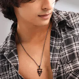 yellow chimes Chain Pendant for Men Fashion Pendants For Men | Silver Black Pendant Necklace | Stainless Steel Chain for Men | Accessories for Men | Birthday Gift for Men & Boys image 3