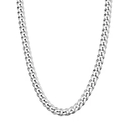 young & forever Gift Solid 18K Gold Over Sterling Silver Gold Black Italian 5mm Diamond-Cut Cuban Link Curb Chain Necklace for Women Men 24 Inch (Silver_Cuban 5mm) image 1