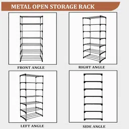 Urban Choice Book Shelf Rack Home Library Study (7 Shelves) Metal, Grey image 5