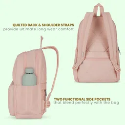 genie Casual Backpack for Girls |17 In-22 Ltr with Laptop Sleeve, Two Compartments and Trolley Sleeve with Padded Shoulders |Best for Books,Stationery,Lunch Box & Essentials image 5
