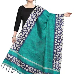 stylescope Women's Khadi Cotton Printed Dupatta With Tassels (Dup Flower Rama_Rama_2.20 Mtr) image 1