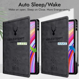 Robustrion Cover for Redmi Pad Pro 12.1 Cover Case, Deer Pattern Flip Cover with Pencil Holder for Redmi Pad Pro 5G Tablet 12.1 inch [ Auto Sleep Wake Support] - Black image 3