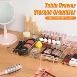 boniry Drawer Storage Organizer 6 PCS | Drawer Organizer Trays Set Clear Plastic Storage Bins Bathroom Tray Dividers Acrylic Organizer | Dressing Table Organizer image 4