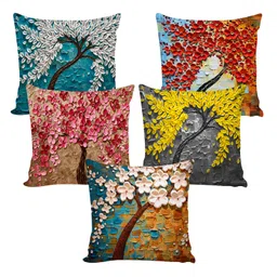 AEROHAVEN Velvet 250TC Cushion Cover, 16 x 16 Inch, Multicolour, Set of 5 image 2