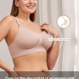 hofish 3PACK Full Bust Seamless Nursing Maternity Bras Bralette S-XXL with Extra Bra Extenders & Clips, Black/ Grey/Elegant Pink, XL image 4