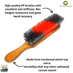 DroliaFresh Premium Carpet Cleaning Brush for Home, Multipurpose Dirt and Dust Cleaner with Wooden Handle and Long Bristles, Ideal for Sofa, Car, Bed, Curtains, Mats, Rugs Pack of 1 image 3