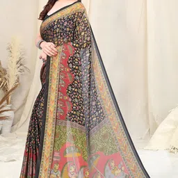 mirchi fashion Women's Designer Chiffon Madhubani Printed Saree with Blouse Piece image 4