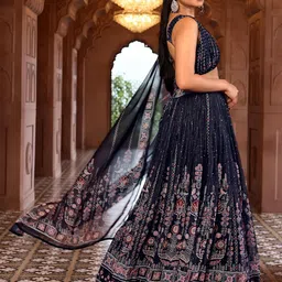 purvaja Women's Chiffon Printed Semi-Stitched Lehenga Choli Set (Anika) image 2