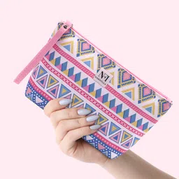 NFI essentials Makeup Pouch for Women Geometric Print Stylish PU Pouch for Makeup Accessories Travel Pouch Cosmetic Pouch Toiletry Bag for Women Make up Pouch for Girls image 5