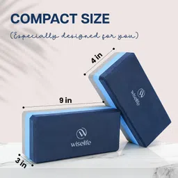 WiseLife Classic Yoga Block | Yoga Brick (Regular Size), High Density Premium TPE Foam Material, Soft Surface, Triple Layer for Optimum Balance, Support & Cushion (Pair, Blue Grey) image 2