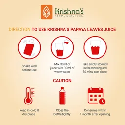 krishna's herbal & ayurveda Krishna's Papaya Leaf Juice - 500 ml | Fresh Papaya Leaves| Helps to boost platelets count image 5