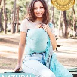 mebien touche de la nature Baby Wrap Carrier Ring Sling-Luxury Extra Soft Turkish Cotton Muslin Grey Turquoise-for Newborns, Infants and Toddlers-Perfect Baby Shower Gift image 3