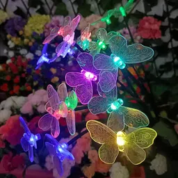 GIGALUMI GL-910 8 LED Solar Butterfly String Light with 2V Panel 600mAh Battery BIS Approved IP65 Waterproof Fairy Lamp for Wedding Lawn Garden Yard Patio Decoration (1Pc, Multicolor) image 3