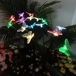 GIGALUMI GL-910 8 LED Solar Butterfly String Light with 2V Panel 600mAh Battery BIS Approved IP65 Waterproof Fairy Lamp for Wedding Lawn Garden Yard Patio Decoration (1Pc, Multicolor) image 4