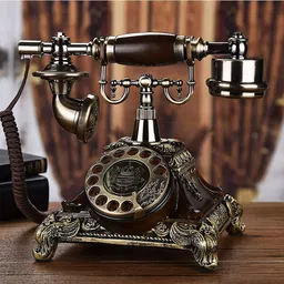 Cloyster Retro Phone Vintage Phone European Bronze Turntable Creative Rotating Antique Telephone Garden Home Button Office Fixed Landline (Square Model) image 4