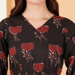 cotland fashions Jaipuri Cotton Printed A-Line Flared Dress for Women image 3
