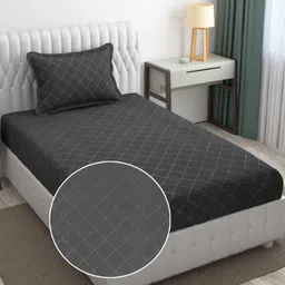 Fresh From Loom Microfiber Single Bed bedsheet - Hypoallergenic Wrinkle Free Bed Sheets with 1 Pillow Covers (Barfi Design, 60 x 90 Inches | Grey) image 1