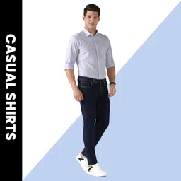 peter england Men's Striped Slim Fit Shirt image 4