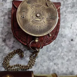 generic Nautical Compass Antique Solid Brass Compass Nautical Vintage Brass Compass 100 Year Calendar Compass with 6 Inch Telescope Leather Box not Included Best Gift for Nautical Lovers image 5
