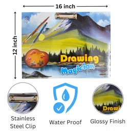 generic Hi Tech Sales,Excellent Quality Examination Pad || Wooden Drawing Board for Kids/Students, Girls & Boys || Stainless Steel Clip, Plain MDF Hard Board Writing Pad(A3 Size) (Green) image 2