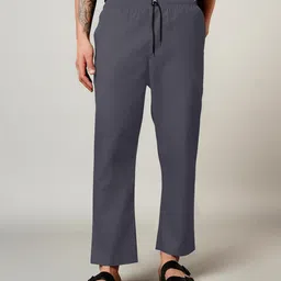 brucewane Men's Premium Cotton Solid Pyjamas with Elasticated Waist and Dual Side Pockets – Comfortable and Stylish Lounge Pants in Gray, Black & Navy Blue Colors. image 2