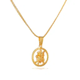 gehena by estele Fashion Jewelry Goddess Durga Maa Pendant for Men: Gold Plated Circle Shape Spiritual Durga Maata Pendant with Chain Temple Jewelry for Men & Women(Unisex)-OSAK010-IG PENDANT image 4