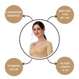 sft Round Neck Cotton Lycra Stretchable Elbow Sleeves Readymade Saree Blouse for Women Stylish image 5