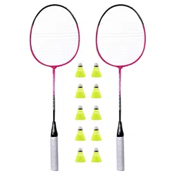 CLOVERBYTE Booster Badminton Set of 2 Piece Badminton Racquet with 10 Piece Nylon image 1