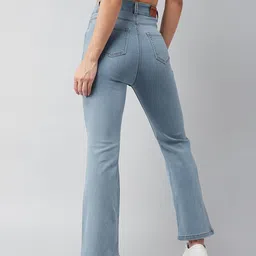 dolce crudo Women's Light Blue Bootcut High Rise Regular Stretchable Denim Jeans image 4