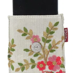 tickles Fancy Flower Design Cloth Mobile Pouch with Waist Clip Saree Hook for Women Married Girls (Color: Golden) (Suitable for Mobile Sizes: Below 6.5 Inches) image 3