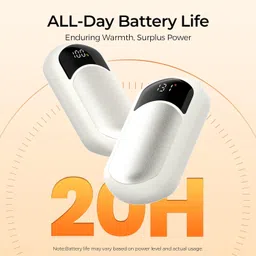 hotdot Rechargeable Hand Warmers Box, LED Display Real-Time Battery and Temperature, 2 Pack Portable Electric Hand Warmer, Men Women Gifts, Ideal for Christmas, Hunting, Camping Off-White image 2