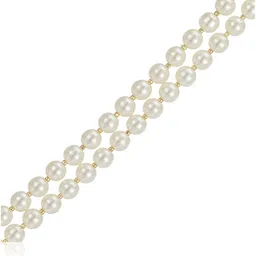 estele 24kt Gold Plated Double Line White Pearls Necklace for Women with Gold Beads image 2