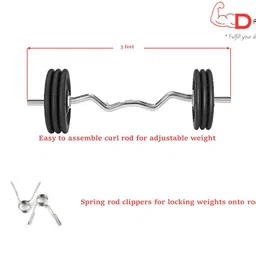 DREAM FIT Professional Rubber Plates Combo - 50Kg Home Gym Set with 3 ft curl Rod, 5 ft Straight Rod, 1 Pair Dumbbell rods and Gym Accessories (50 Kg Set) image 4