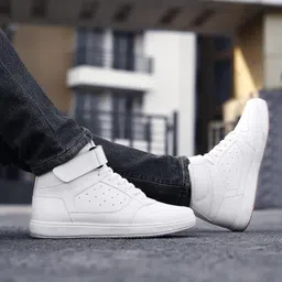 bacca bucci Men's Comfy Mid-Top Casual Chunky Streetwear Fashion Sneakers | Solid Color Pattern with Rubber Outsole | Model: Tiger image 4