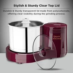 Butterfly Rhino 2 Litres Table-Top Wet Grinder | 150 Watts | Shockproof ABS Body | 4-way Grinding | Easy Clean & Maintenance | Stainless Steel Drum | 2 Years Manufacturer's Warranty | Cherry Red image 4